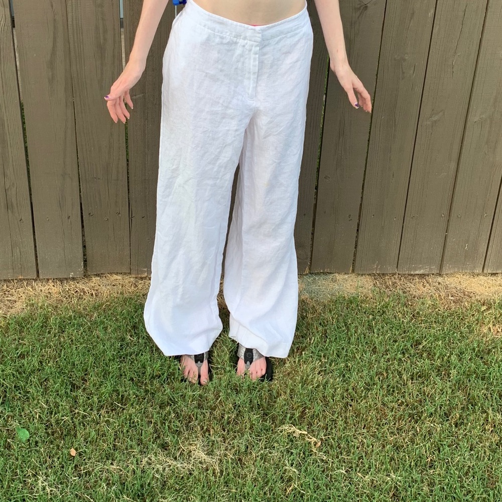 Kaari Blue Wide-Leg 100% Linen Pants